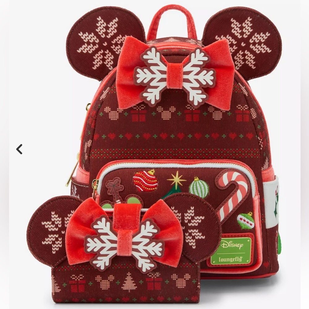 Loungefly Disney Minnie Mouse Sweater Holiday Mini Backpack & Wallet - Exclusive